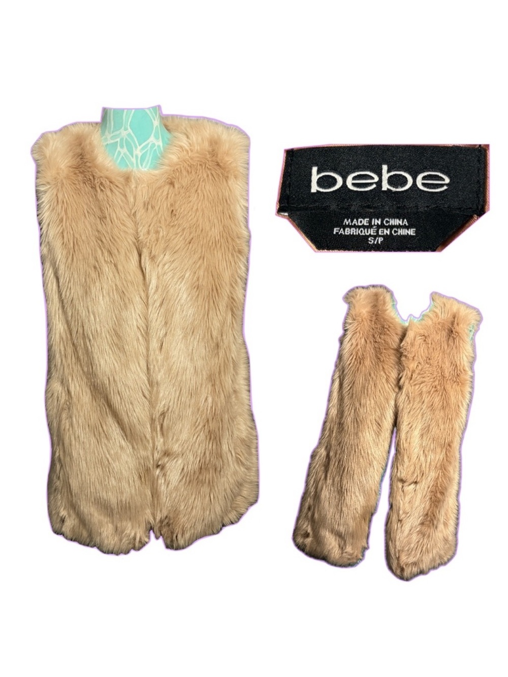 bebe dusty rose faux fur vest